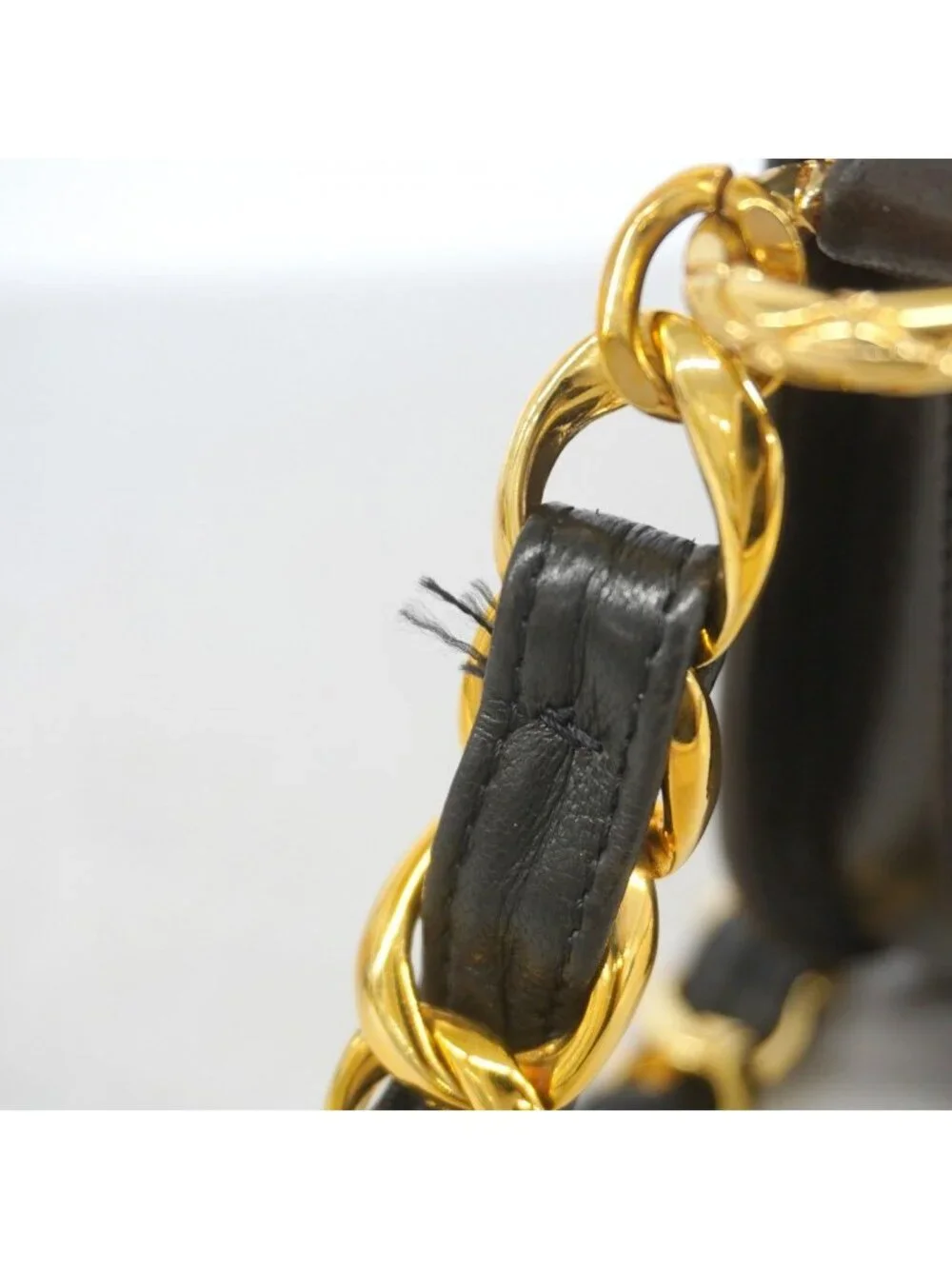Chanel Shoulder Bag Quilted Lambskin Black Gold